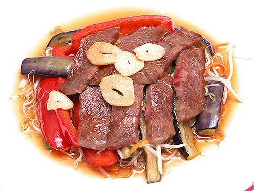 夏野菜とカルビのガーリック焼