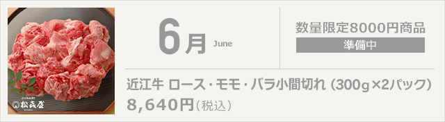 6月 近江牛 ロース・モモ・バラ小間切れ(350g×2パック)